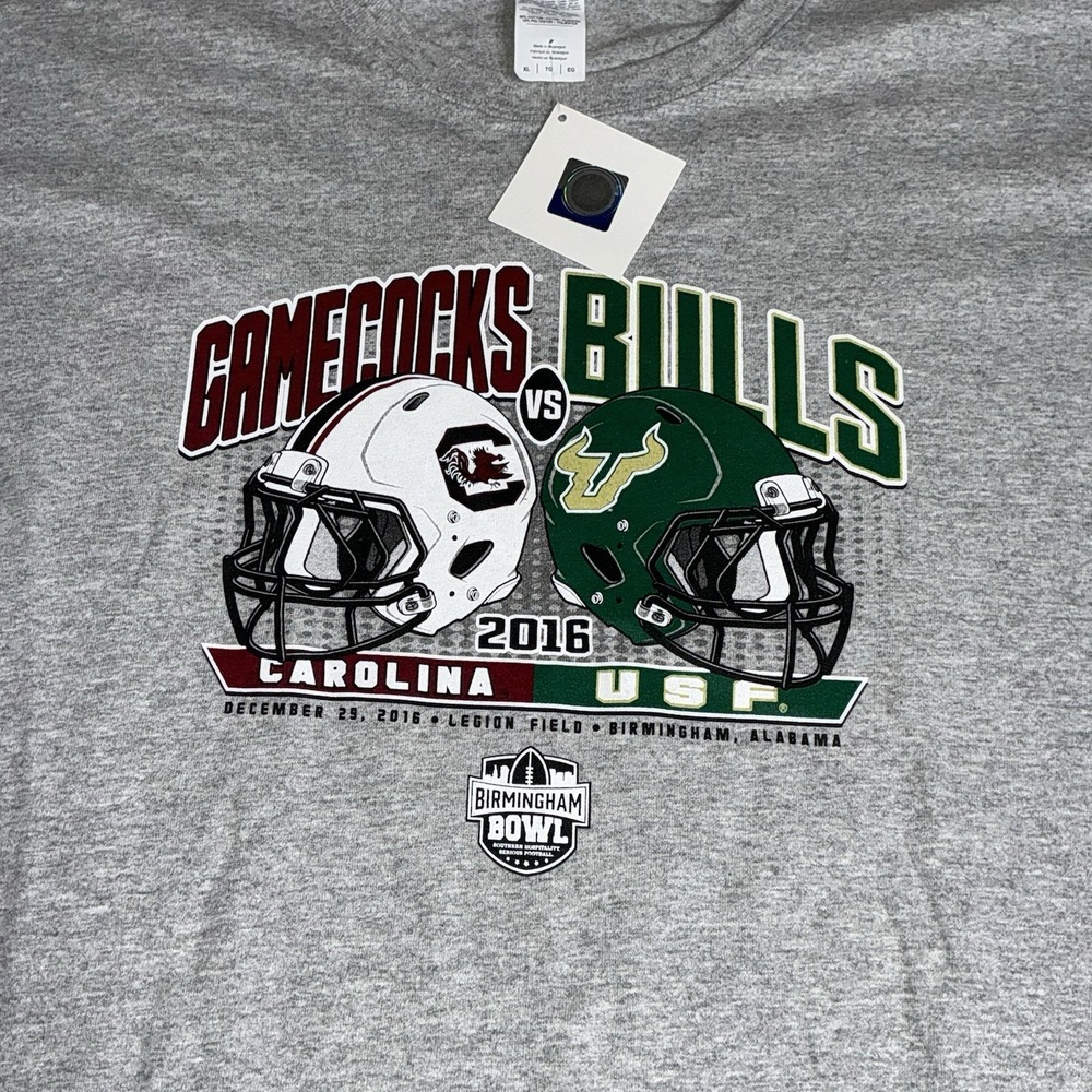 Bulls USF Florida Vs Gamecocks 2016 Birmingham Bowl Gray‎ t-shirt XL NWT